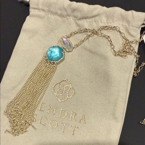 Kendra Scott Jewelry - Kendra Scott champagne Gold Necklace with Blue Stone and Tassel